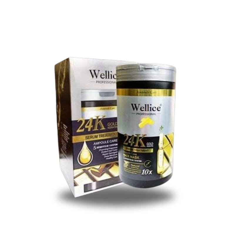 Wellice 24k Gold Keratin Serum Treatment for Luxurious Hair Care