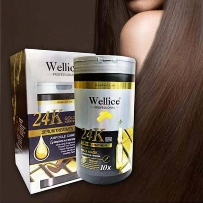 Wellice 24k Gold Keratin Serum Treatment for Luxurious Hair Care